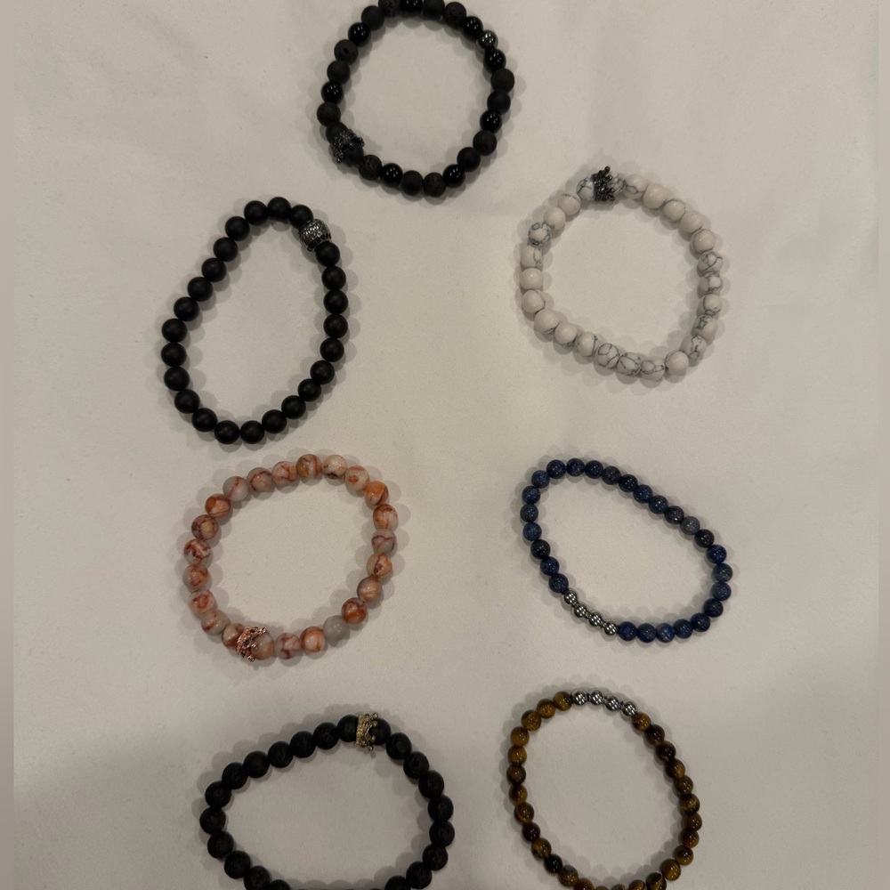 Set of 7 Beaded Bracelets in Various Colors